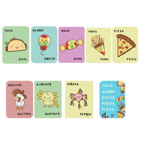 Taco, Globo, Dulce, Fiesta, Pizza (Español)